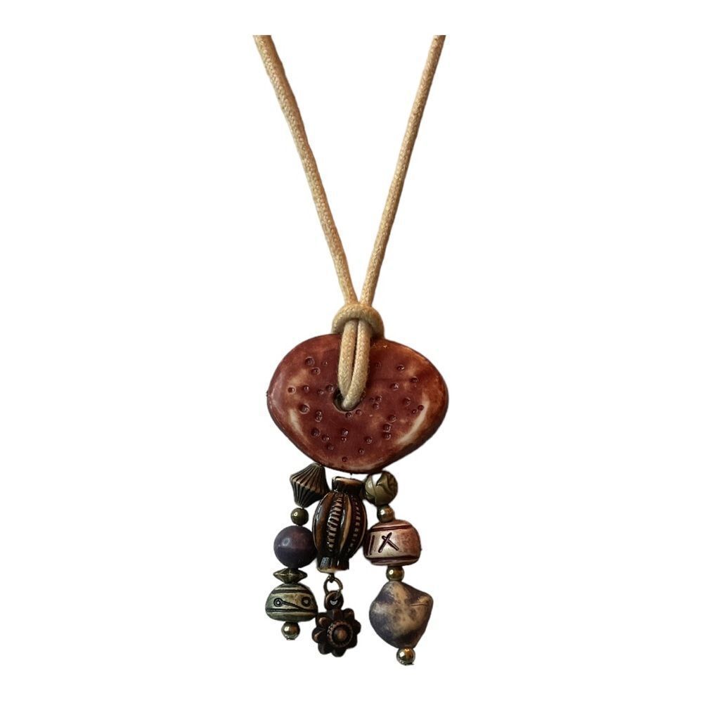 UNIQUE WOODEN DISC NECKLACE‎